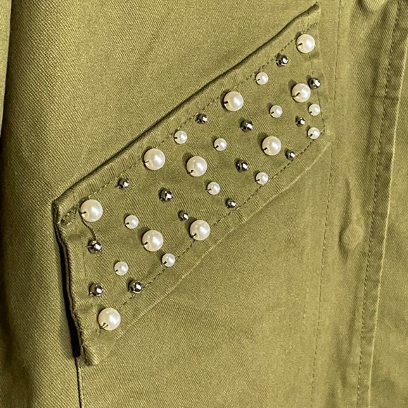 Lea & Viola pearl detail Army inspired utility jacket green M - Picture 6 of 16